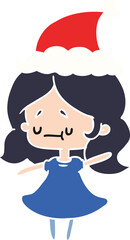 hand drawn christmas cartoon of kawaii girl