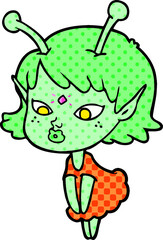 pretty cartoon alien girl