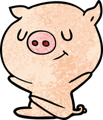 happy cartoon pig