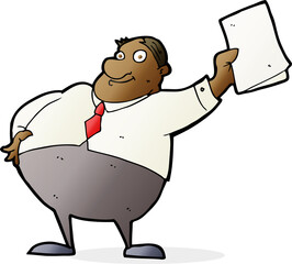 cartoon boss waving papers