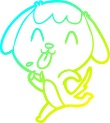 cold gradient line drawing of a cute cartoon dog