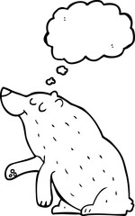 freehand drawn thought bubble cartoon bear