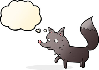 cartoon wolf cub with thought bubble