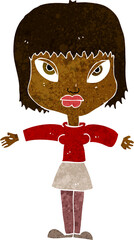 cartoon woman with outstretched arms