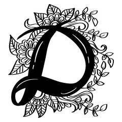 Hand drawn doodle alphabet letter D
