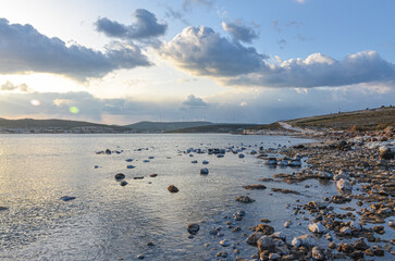 scenic view of Yumru Koyu Bay and Alacati Marina near Cesme (Izmir province, Turkey)