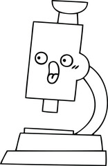 line drawing cartoon of a microscope
