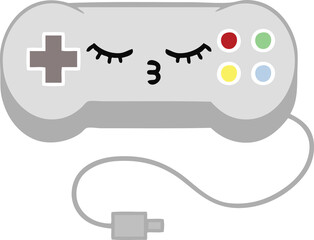 flat color retro cartoon of a game controller