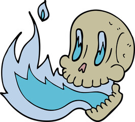 cartoon doodle flaming skull © lineartestpilot