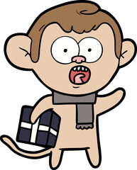 Fototapeta premium cartoon shocked monkey