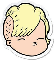 sticker of a cartoon female face