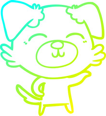 cold gradient line drawing of a cartoon dog