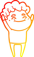 warm gradient line drawing of a cartoon friendly man
