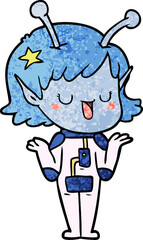 happy alien girl cartoon