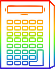 rainbow gradient line drawing of a cartoon calculator