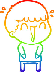 rainbow gradient line drawing of a laughing cartoon man