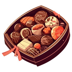 Heart shaped chocolate box illustration