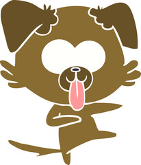 flat color style cartoon dog with tongue sticking out