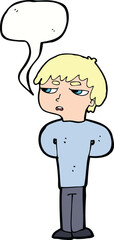 cartoon antisocial boy with speech bubble