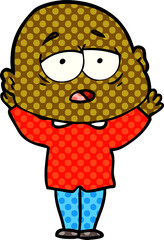 cartoon tired bald man
