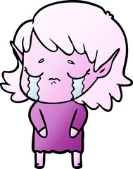 cartoon crying elf girl