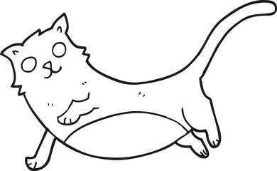 freehand drawn black and white cartoon cat