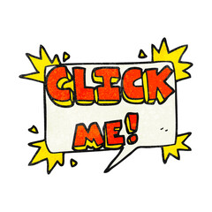 freehand textured cartoon click me symbol
