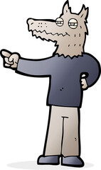cartoon pointing wolf man