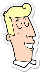 sticker of a cartoon grinning man