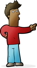 cartoon curious man pointing