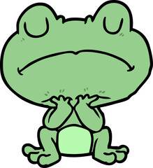 cartoon frog waiting patiently