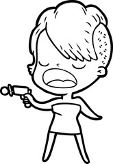 cartoon cool hipster girl talking