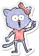 distressed sticker of a cartoon cat
