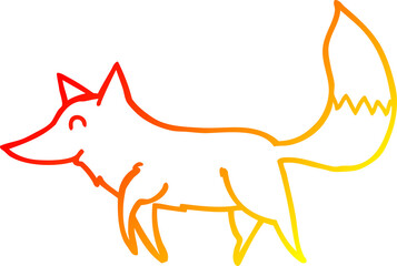 warm gradient line drawing of a cartoon wolf