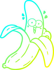 cold gradient line drawing of a cartoon crazy happy banana