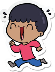 sticker of a laughing cartoon man
