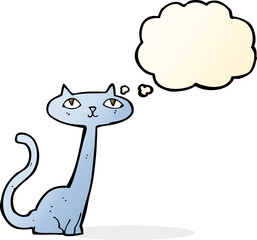 cartoon cat with thought bubble