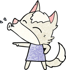 howling wolf in dress cartoon
