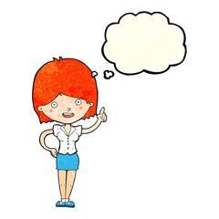 cartoon woman with idea with thought bubble