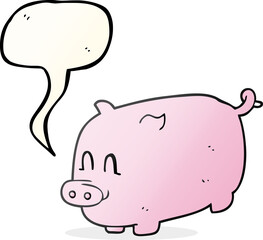 freehand drawn speech bubble cartoon pig