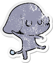 distressed sticker of a cute cartoon elephant