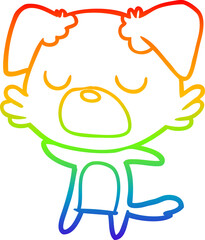 rainbow gradient line drawing of a cartoon dog