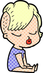 cartoon pretty hipster girl