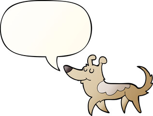 cartoon dog with speech bubble in smooth gradient style