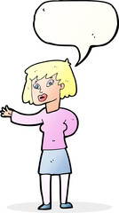 cartoon woman explaining with speech bubble