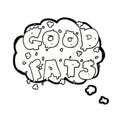 freehand drawn thought bubble textured cartoon good fats sign
