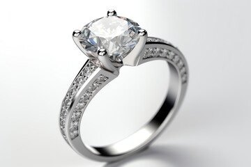 Highquality Diamond Ring On White Background. Generative AI