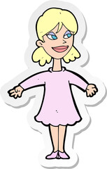 sticker of a cartoon woman with open arms