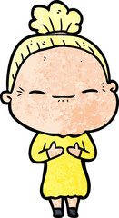 cartoon peaceful old woman