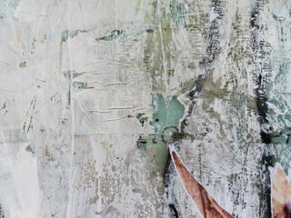 Torn and crumpled dirty paper posters. Abstract background with ripped pieces of magazine paper.